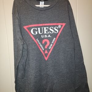 Guess Charcoal Long Sleeve with Red Triangle Logo